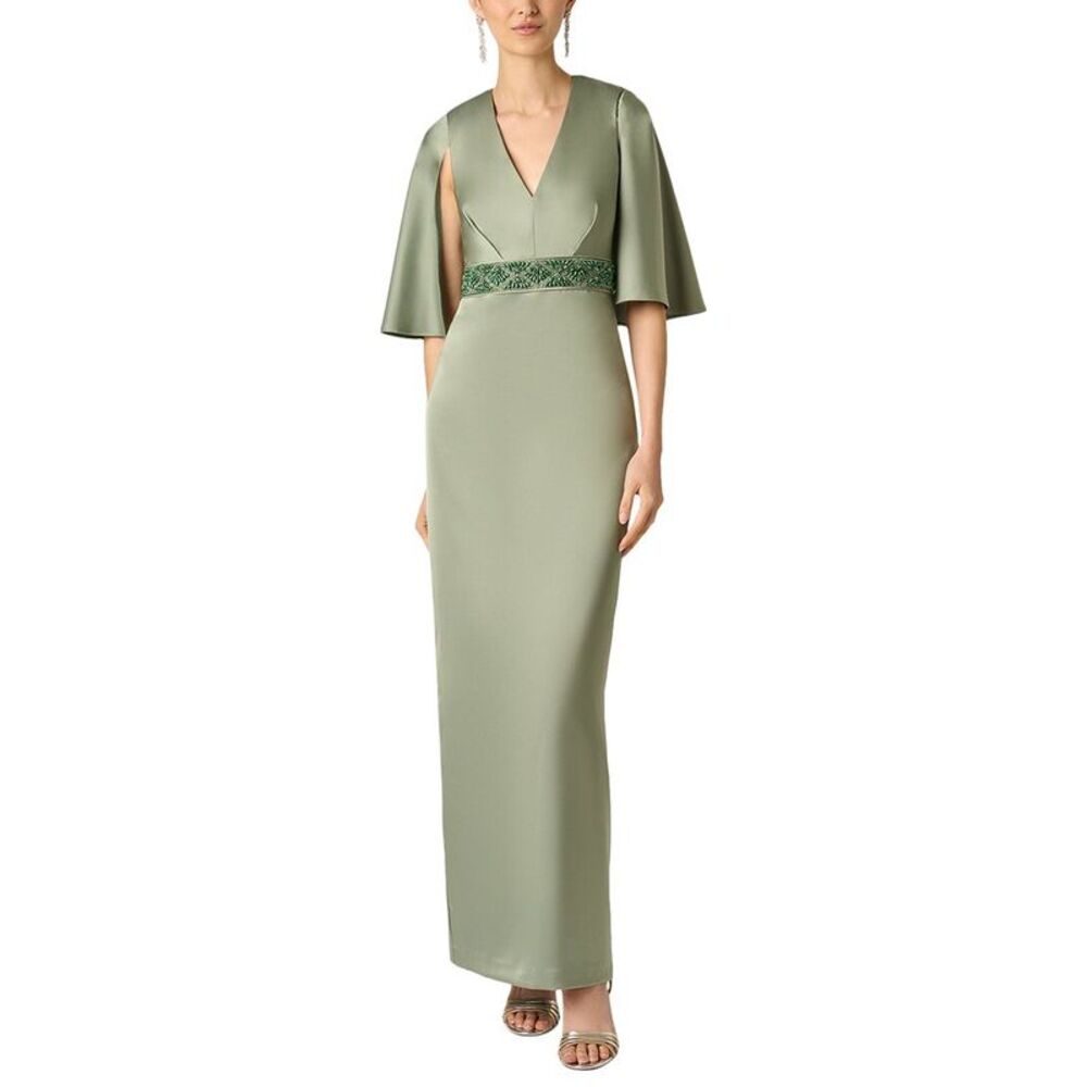Aidan Mattox Womens Crepe Back Satin Long Dress